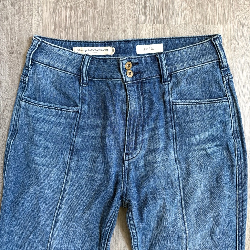 Anthropologie Pilcro Mid-Blue Flared Wide-Leg Jeans - Picture 4 of 16